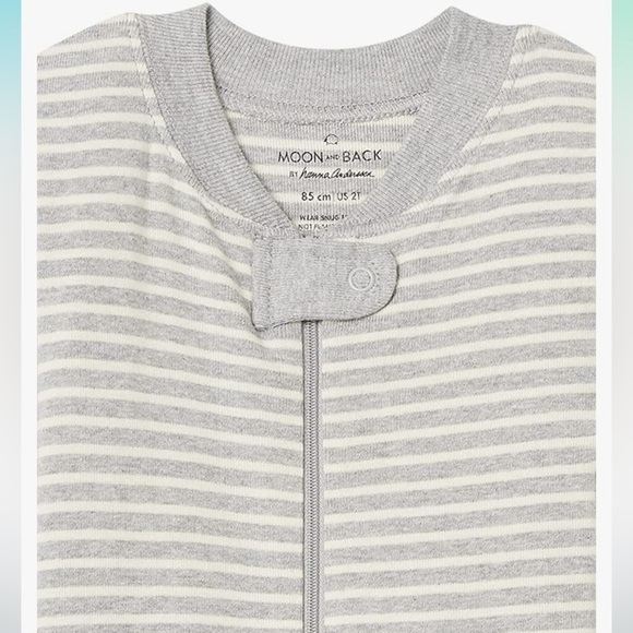 NWT  Moon & Back one Piece footed pajamas‎ unisex striped size 18/24 - Picture 3 of 9